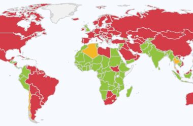 Mapa que mostra a classificação dos países